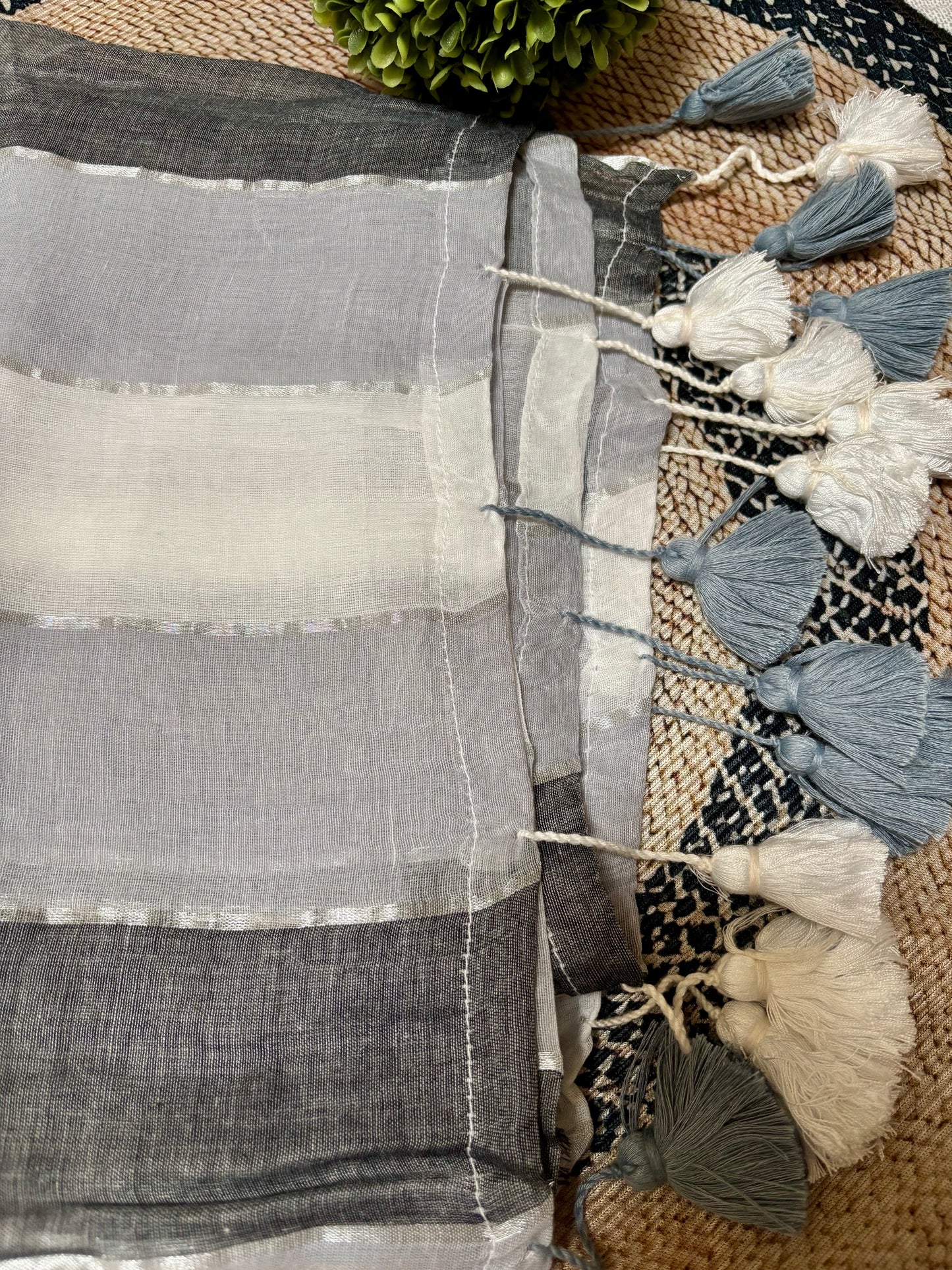 Multi Stripe Multi Colour Soft Mul Cotton Saree