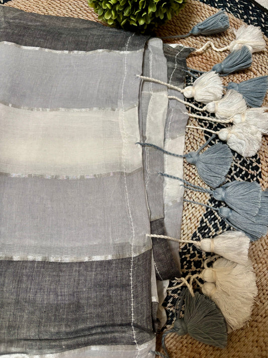 Multi Stripe Multi Colour Soft Mul Cotton Saree