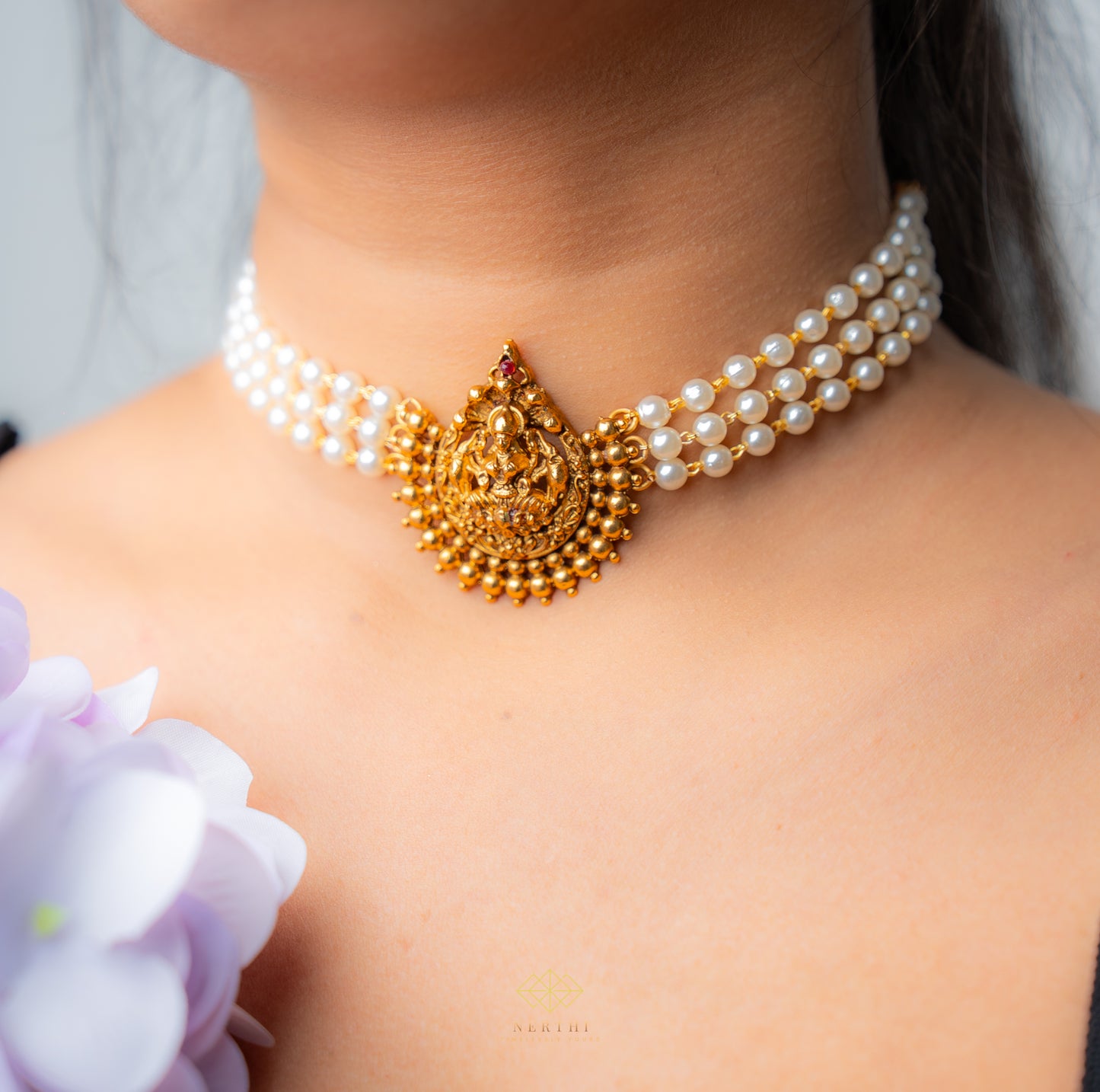 Shubha White Beads Choker