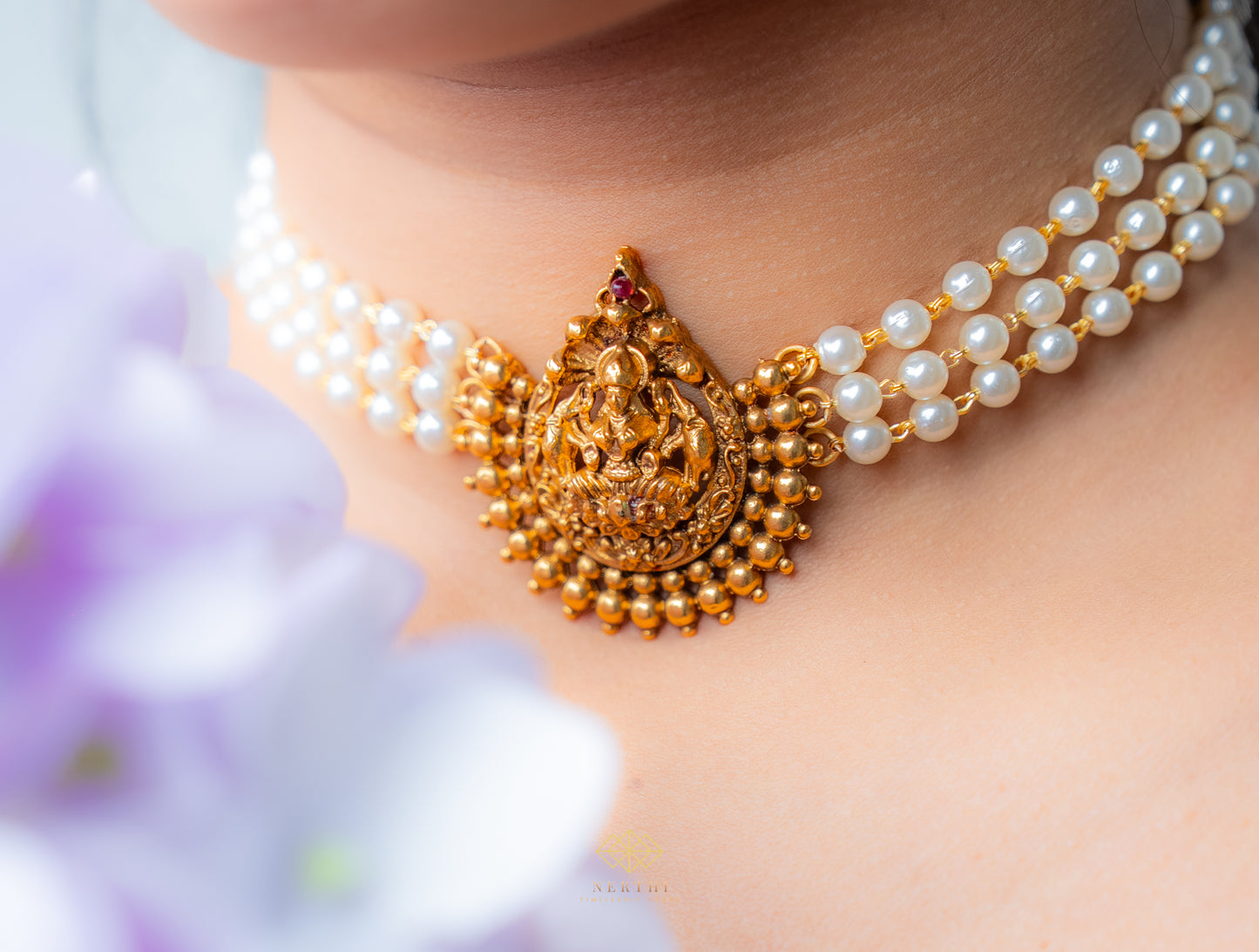 Shubha White Beads Choker