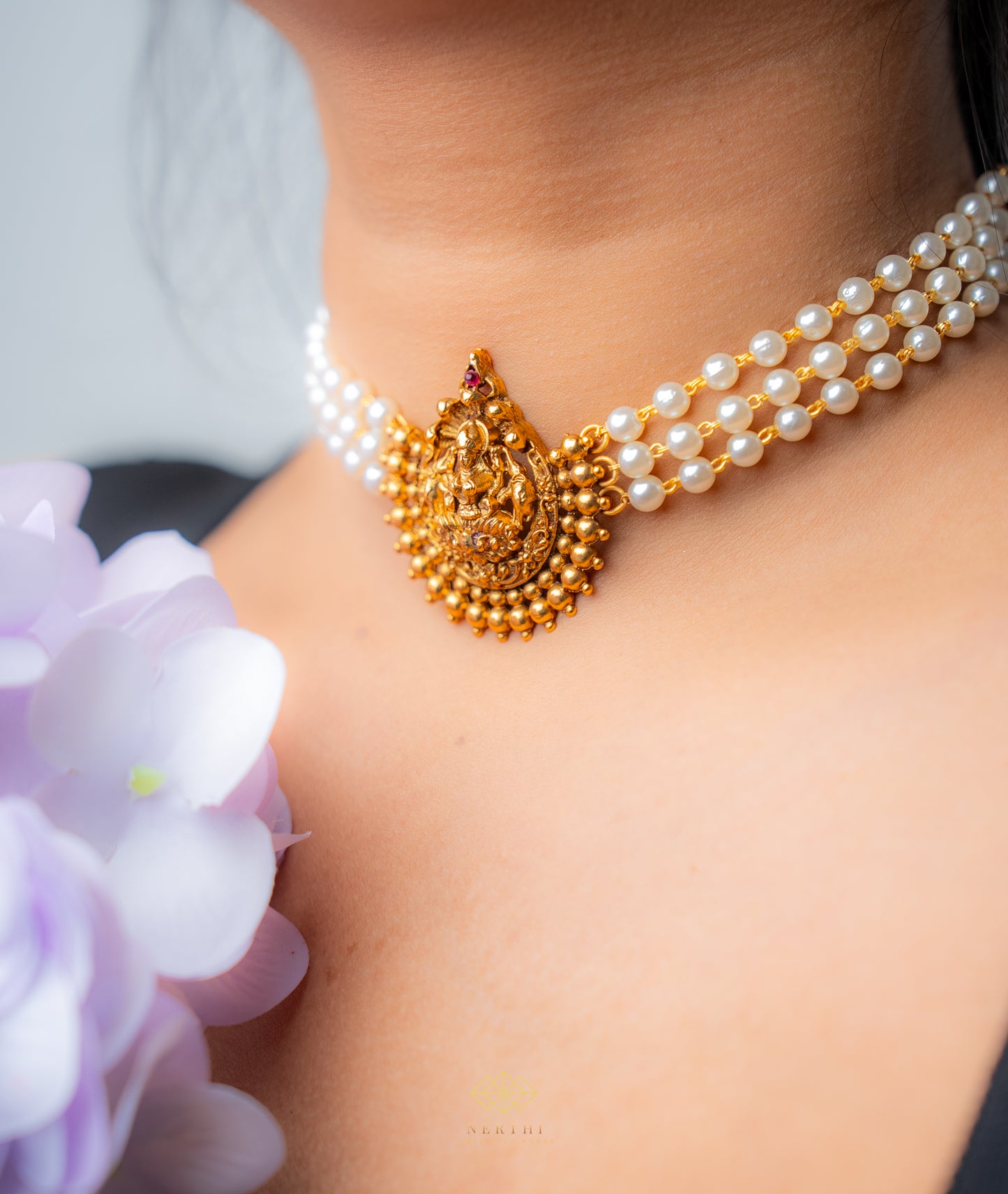 Shubha White Beads Choker